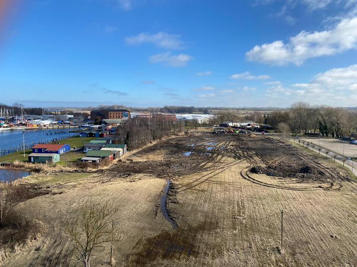 Yachthafen Barth, Baufortschritt März 2021: Ausgangslage und Baufeld