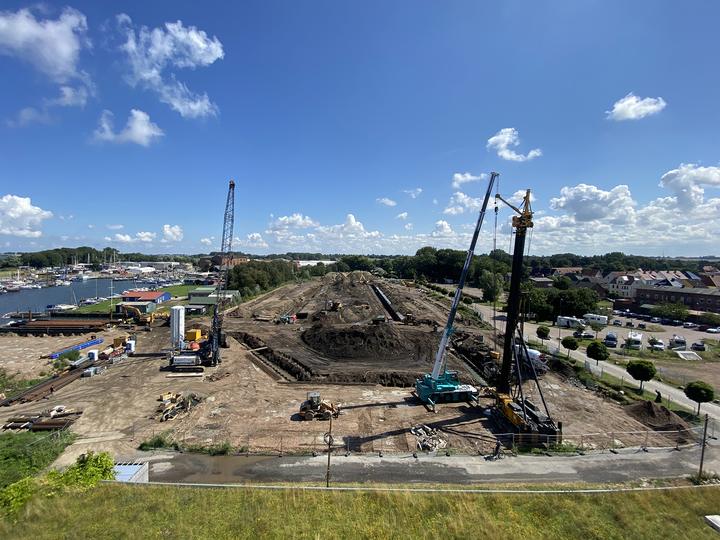 Yachthafen Barth, Baufortschritt August 2021: Gründung und Tiefbau