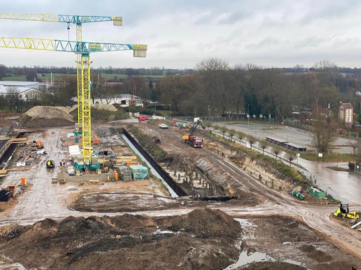 Yachthafen Barth, Baufortschritt November 2021: Gründung und Tiefbau