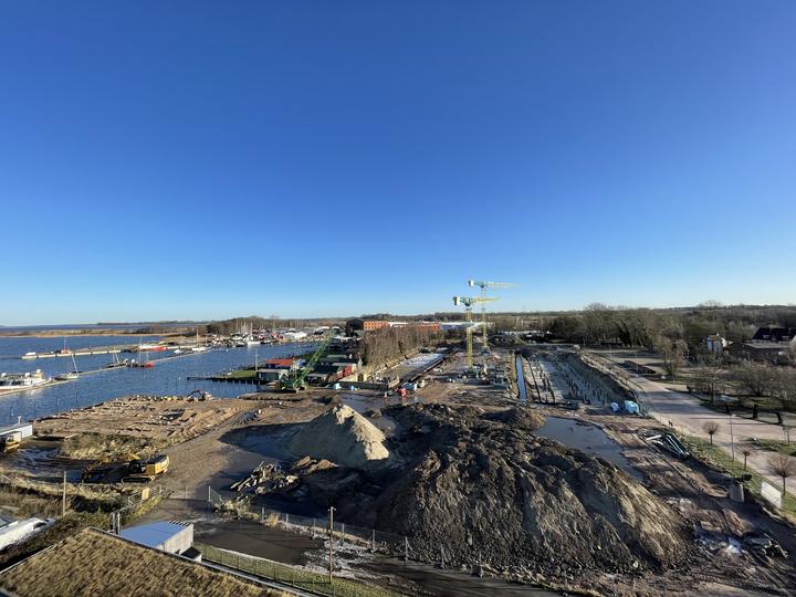 Yachthafen Barth, Baufortschritt Dezember 2021: Gründung und Tiefbau