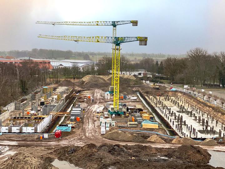 Yachthafen Barth, Baufortschritt Januar 2022: Rohbau