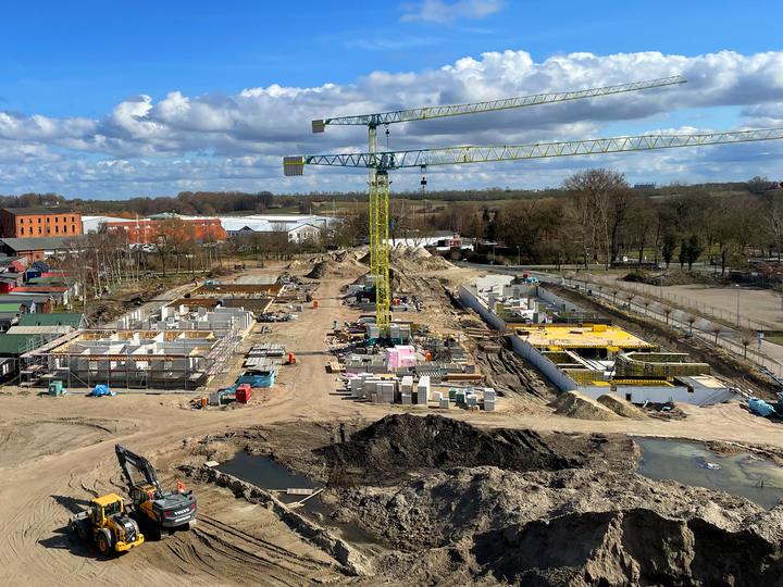 Yachthafen Barth, Baufortschritt März 2022: Rohbau