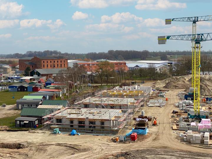 Yachthafen Barth, Baufortschritt April 2022: Rohbau