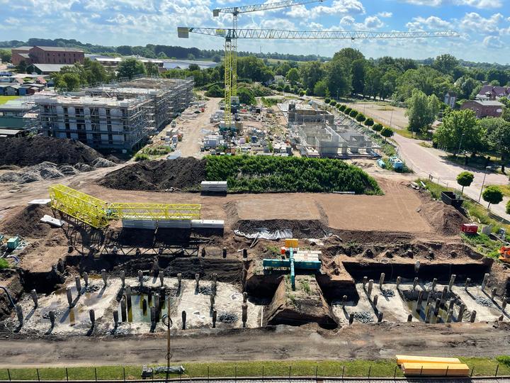 Yachthafen Barth, Baufortschritt Juli 2022: Rohbau