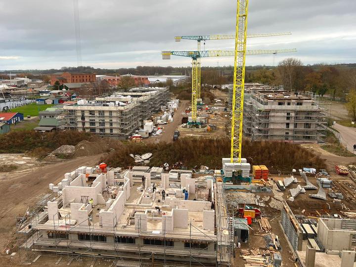 Yachthafen Barth, Baufortschritt Dezember 2022: Rohbau