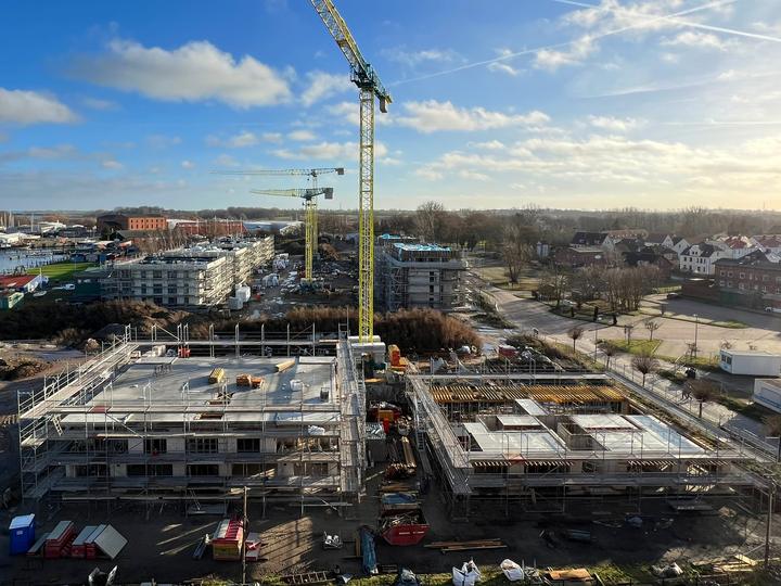 Yachthafen Barth, Baufortschritt Januar 2023: Rohbau