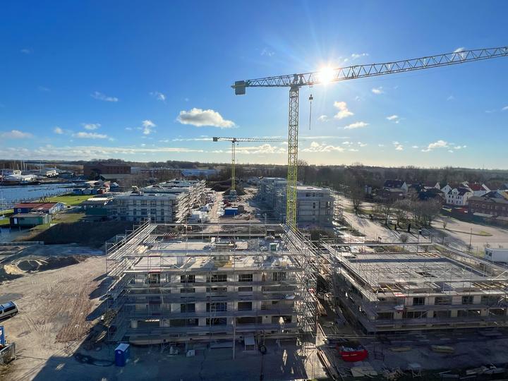 Yachthafen Barth, Baufortschritt März 2023: Rohbau