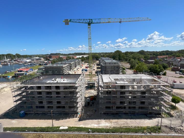 Yachthafen Barth, Baufortschritt Juni 2023: Rohbau