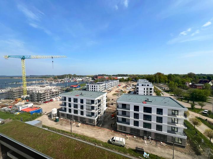 Yachthafen Barth, Baufortschritt Mai 2024: Fassade und Ausbau